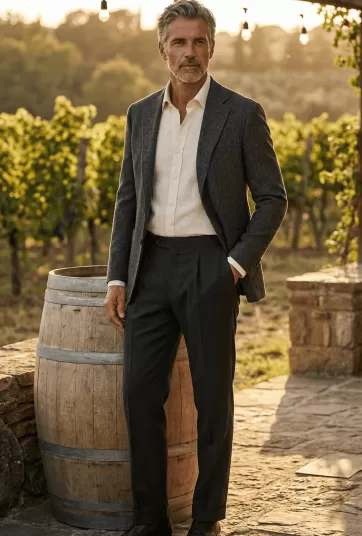 Dark charcoal grey barathea wedding vintage pants-4